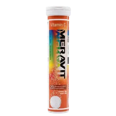 MERAVIT Vitamin C Lemon Flavor 20 Effervescent Tablets Brausetabletten _ mera pharma