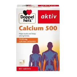 Calcium 500 (Calcium Carbonate 1370mg) Helps Build and Keep Strong Bones 60 Tablets _ Doppel herz