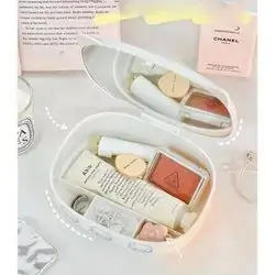 1pc Foldable Dressing Table Mirror With Storage Box