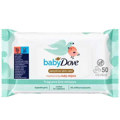 Sensitive Skin Care Moisturizing Baby Wipes Fragrance Free Moisture 50Pcs _ Dove