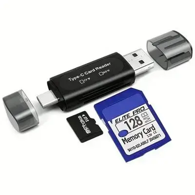 USB Micro SD Card Reader, 4-In-1 Type-C/USB A To SD/MicroSD/SDXC/SDHC Card Adapter, Dual Card Slot Memory Card Reader, Compatible With PC, Apple Laptop, Galaxy, Tablet,