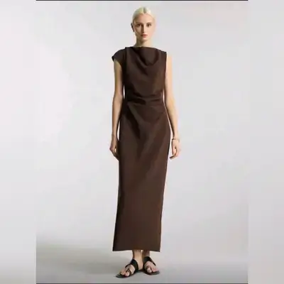 Ontre 2026 New Spring/Summer Women's Fitted Sleeveless Pleated Dress - Large