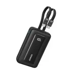Anker Zolo Power Bank Black Built-in Dual USB-C Cables, 10000mAh 35W Fast Charge Compact and Portable