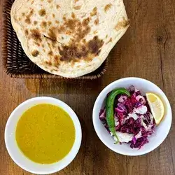 Lentil Soup With Salad And Bread