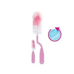 Rotary Bottle and Nipple Cleaning Brush Set - Pink