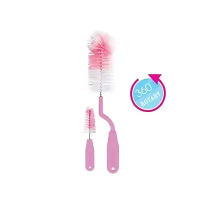 Rotary Bottle and Nipple Cleaning Brush Set - Pink