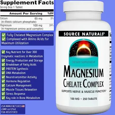 Magnesium Complex Chelate - Supports Nerve & Muscle Function, sleep, relaxation, stress, bone, Energy, metabolism, magnesium Glycinate, Citrate, Malate, Taurate, 250 Tablets