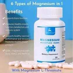 Magnesium Complex 6 in 1, magnesium, 350mg of Magnesium Glycinate, Malate, Citrate, Taurine, Oxide, magnesium for Muscles, Nerves, Energy, metabolism, blood sugar, GABA Sleep Support, High Absorption, 90 Capsules