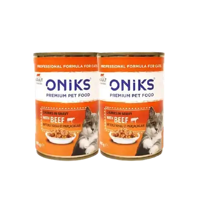Oniks Adult – Chunks in Gravy with Beef 2 x400g