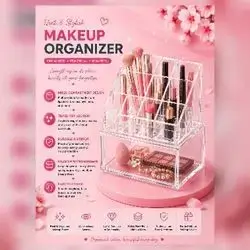 Small Acrylic Makeup Organizer with 9 Compartments