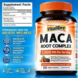 Maca Root, for Women & Men, 1500 mg Maca Root Per Serving, with Black Pepper for Max Absorption, Sexual Wellness, Vitality, Mood, Metabolic Support, Hormone Balance, Stress, Energy, Stamina, Endurance, 120 Capsules maca