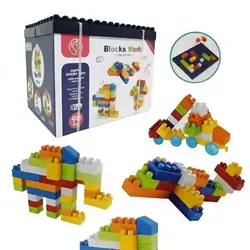 Blocks World 90-Piece Educational Wooden Building Blocks Set