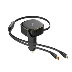 LDNIO C107 30W 2-in-1 Retractable Car Charger with Lightning + Type-C Cable