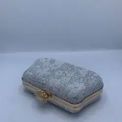 White Glitter Lace Evening Clutch