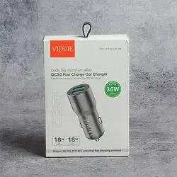 VIDVIE Dual USB Alumium Alloy QC3.0 Fast Charge Car Charger 36 W