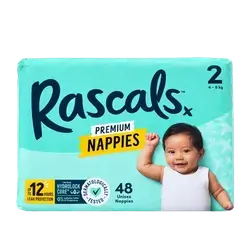 Rascals Premium Baby Tape Diapers Size 2 4-8 Kg 48 Count