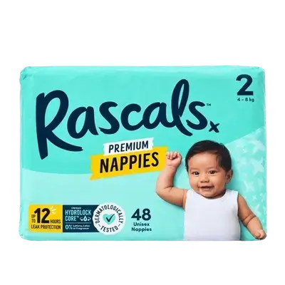 Rascals Premium Baby Tape Diapers Size 2 4-8 Kg 48 Count