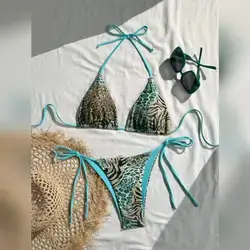 SHEIN Vintage Leopard Print Pattern Bikini 2 Pieces Set - XL