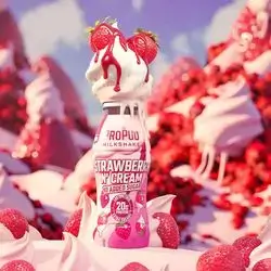 Delicious strawberry ice cream flavored protein milkshake