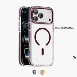 Green Lion Prestige Hybrid MagSafe Case for iPhone 18/17 Pro Max 2800GS Magnet & Metal Buttons - Burgundy