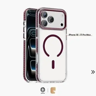 Green Lion Prestige Hybrid MagSafe Case for iPhone 18/17 Pro Max 2800GS Magnet & Metal Buttons - Burgundy