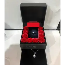 Gift Flower Box With Ring And Necklace