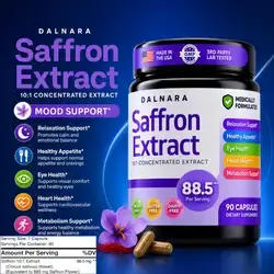 Saffron, 88.5mg, 10.1 Concentrated Extract, Mood | Focus | Vision | Energy | Healthy Appetite | Stress | Depression | Relaxation, 90 Capsules Saffron