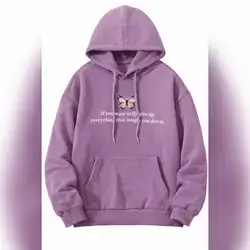 Flirla Plus Butterfly & Slogan Graphic Hoodie - XS 