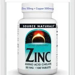 Zinc Amino Acid Chelate, zinc 50mg with Copper, Immune system, hormone balance, acne, Skin Health, Hair Growth, Now, Energy Optimizer, highest quality, copper, 100 Tablets zinc