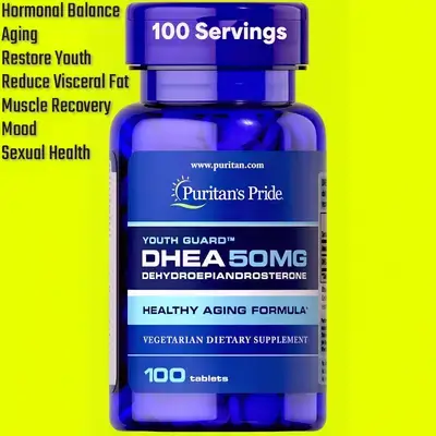 Youth Guard™ DHEA for Women&Men 50mg, Supplement for Healthy Aging, Hormones, Sexual health, Fat burn, muscle recovery, mood and stress, 100 Tablets dhea