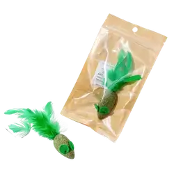 E557 catnip toy with a feathers.