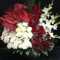 Basket Of Flowers-Red&white