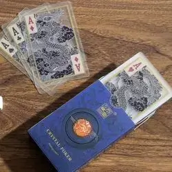 1 Deck Transparent Plastic Playing Cards 54 pc Color Printing Dragon/Tiger Graphics Waterproof Crystal Game Cards For Home, Travel Or Classic Table Games , Halloween, for Gift