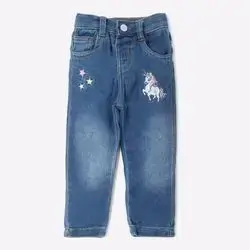 Washed Jeans with Unicorn Embroider - 4 Years