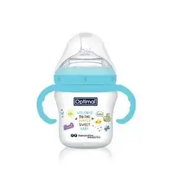 Mamilla Extra Wide Neck Double Anti-Colic Feeding Bottle 210ml (+6) with Handle - Blue