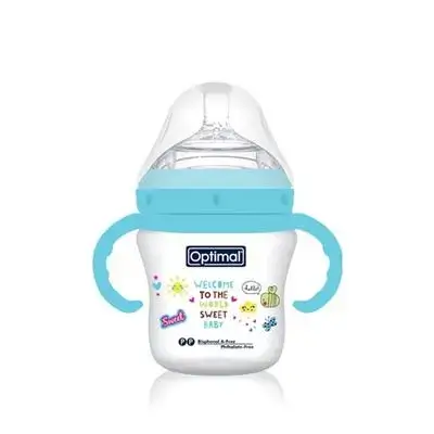 Mamilla Extra Wide Neck Double Anti-Colic Feeding Bottle 210ml (+6) with Handle - Blue