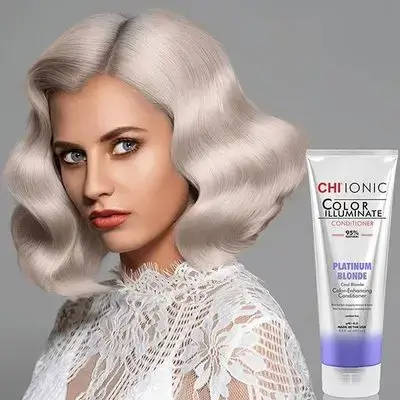 CHI Ionic Color Illuminate PLATINUM BLOND coloring conditioner (ash blonde), 251 ml