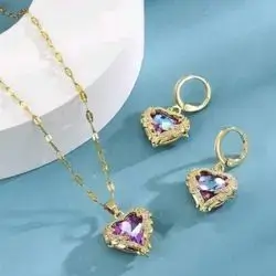 1pc Fashionable Rhinestone Heart Stainless Steel Necklace