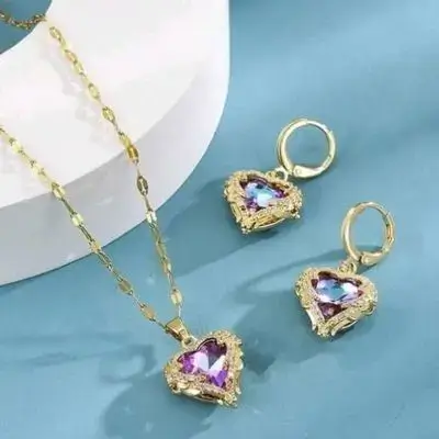 1pc Fashionable Rhinestone Heart Stainless Steel Necklace