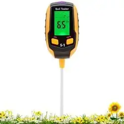 AgoKud Soil PH Meter, 4-in-1 Soil Test Kit, Digital Plant Moisture Meter with PH/Temperature/Light, #soilhealth Moisture Meter for Gardening Indoor Outdoor (Orange)