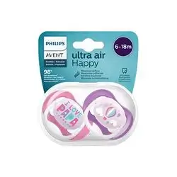 Philips Avent Ultra Air Orthodontic Silicone Pacifiers 6-18 M