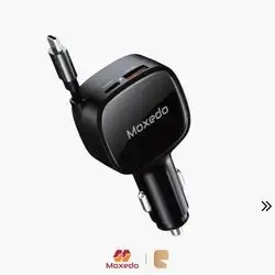 Moxedo 84W Car Charger with Retractable USB-C Cable – QC 3.0 | PPS | USB-C & USB-A