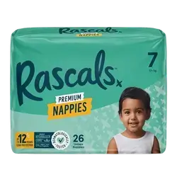 Rascals Premium Baby Tape Diapers Size 7 +17Kg 26 Count