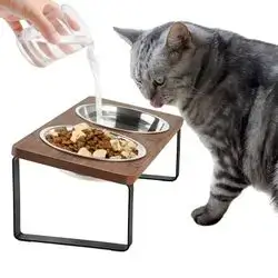 Sunhoo Elevated Tilted Cat Double Bowls