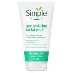 Simple age resisting facial wash 3% hydrating actives + green tea + mushroom 