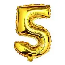 Gold Number 5 Helium Balloon