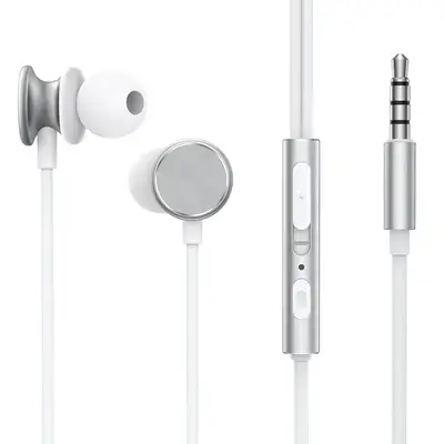 هێدفۆنی جۆیرۆم JR-EW03ی سیمی کانزایی بە پۆرتی 3.5mm - ڕەنگی زیوی/خۆڵەمێشی