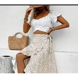 Tie Side Wrap Short Skirt