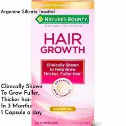Nature's Bounty Optimal Solutions, Hair Growth Supplement, with Biotin, Hair Growth Vitamins with Biotin, Silicon and Arginine, Lustriva, 1 Per Day, hair loss, hair growth solution, 30 Capsules, one month supply