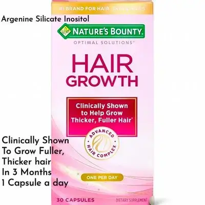 Nature's Bounty Optimal Solutions, Hair Growth Supplement, with Biotin, Hair Growth Vitamins with Biotin, Silicon and Arginine, Lustriva, 1 Per Day, hair loss, hair growth solution, 30 Capsules, one month supply